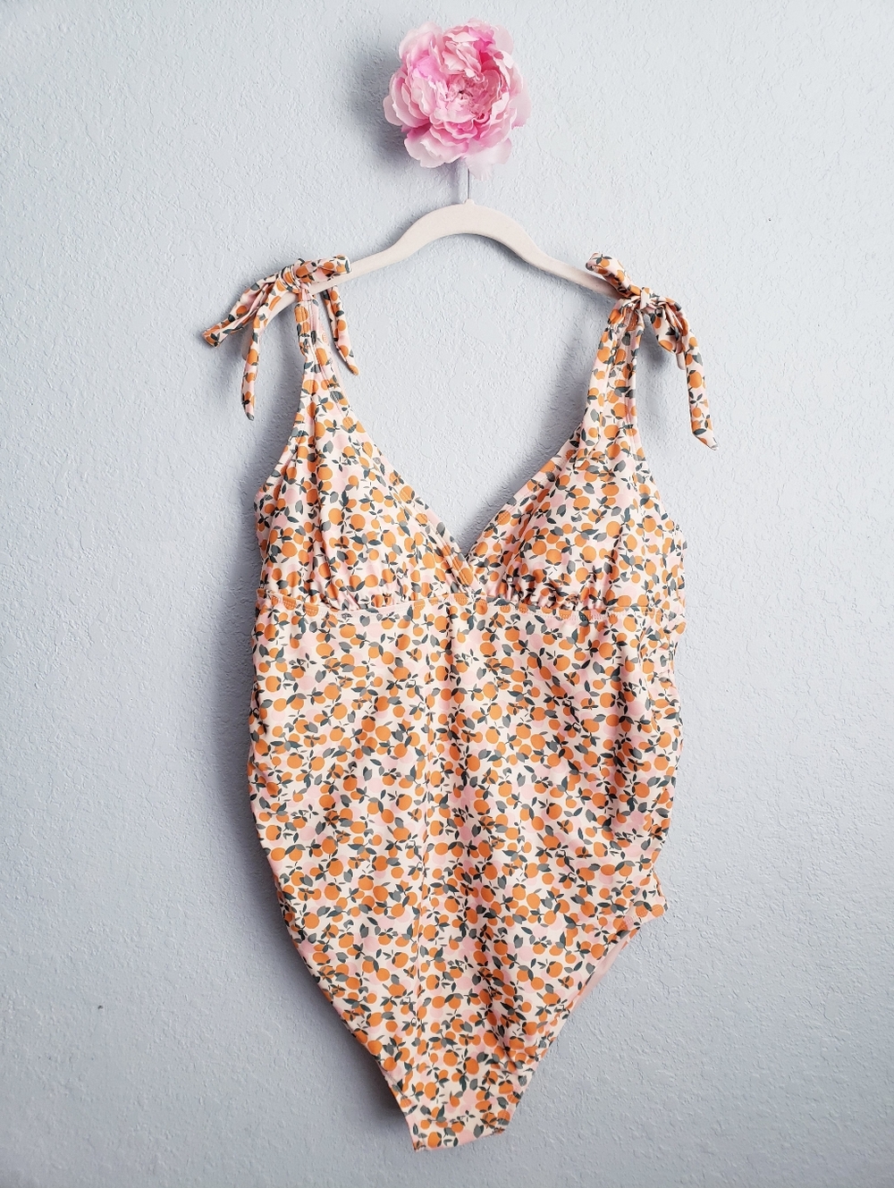 Isabel Maternity Citrus Graphic Print Shoulder Bow Tie One Piece Swimsuit